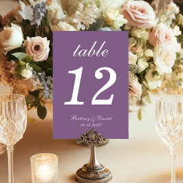 Tarjeta De Mesa Boda Dusty Purple Simple Elegante Caligrafía