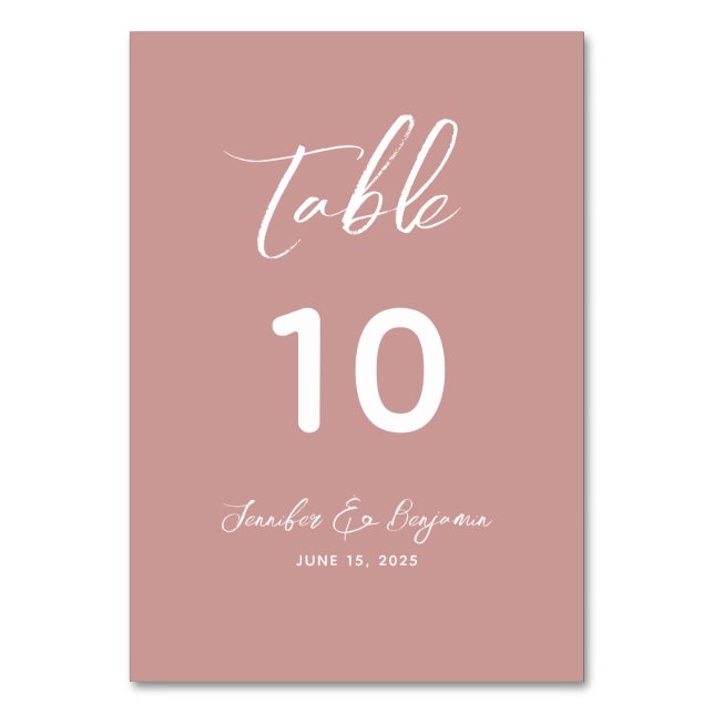 Tarjeta De Mesa Boda Dusty Rose  (Anverso)
