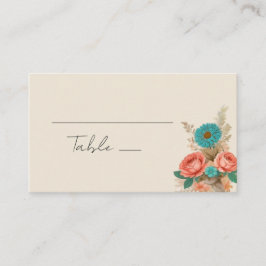 Tarjeta De Mesa Boda Ecológica de Blues Tropicales y Verdes