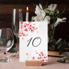 Tarjeta De Mesa Boda editable de la flor de cerezo rosa romántico