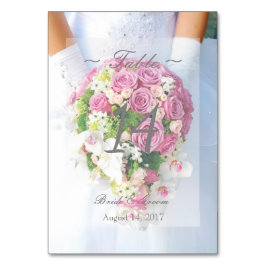 Tarjeta De Mesa Boda editable de la flor de encaje de novia Número