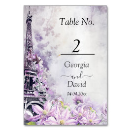 Tarjeta De Mesa Boda Eiffel Tower Lavender Romance