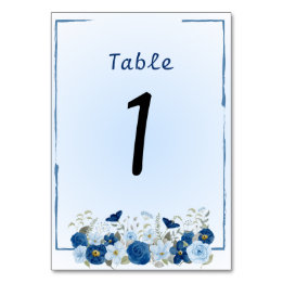 Tarjeta De Mesa Boda Elegancia Botánica Azul
