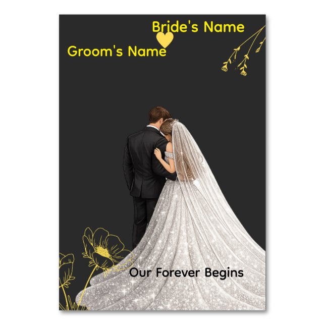 Tarjeta De Mesa Boda elegante  (Anverso)