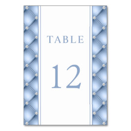 Tarjeta De Mesa Boda Elegante Azul con Diamantes y Tufted