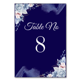 Tarjeta De Mesa Boda elegante azul marino