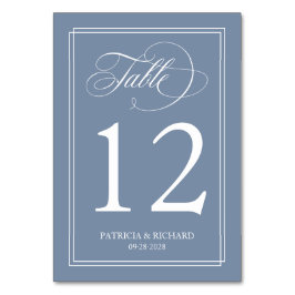 Tarjeta De Mesa Boda elegante azul polvoriento