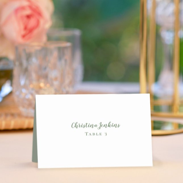 Tarjeta De Mesa Boda Elegante Caligrafía Sage Green Place Cards (Subido por el creador)