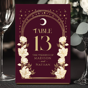 Tarjeta De Mesa Boda Elegante Celestial de Arándanos Art Nouveau