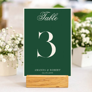 Tarjeta De Mesa Boda elegante con estilo clásico y verde