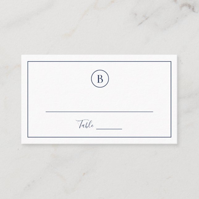 Tarjeta De Mesa Boda elegante de azul marino tradicional (Anverso)