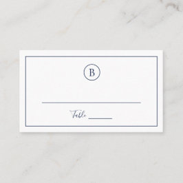 Tarjeta De Mesa Boda elegante de azul marino tradicional