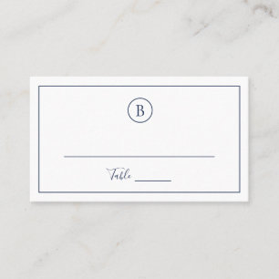 Tarjeta De Mesa Boda elegante de azul marino tradicional