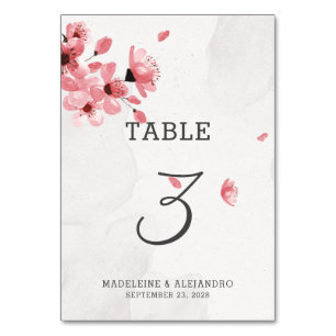 Tarjeta De Mesa Boda elegante de cerezo rosa romántico