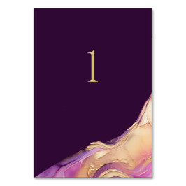 Tarjeta De Mesa Boda elegante de color púrpura y dorado