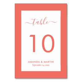 Tarjeta De Mesa Boda elegante de coral