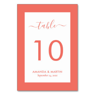 Tarjeta De Mesa Boda elegante de coral