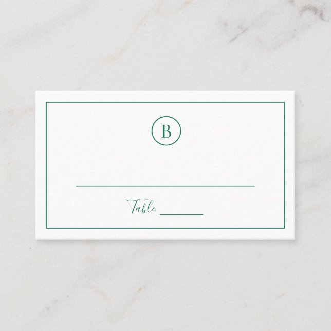 Tarjeta De Mesa Boda elegante de esmeralda verde tradicional (Anverso)