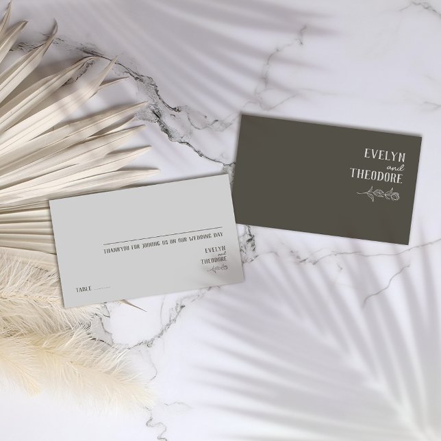 Tarjeta De Mesa Boda elegante de flor de línea neutra (Subido por el creador)