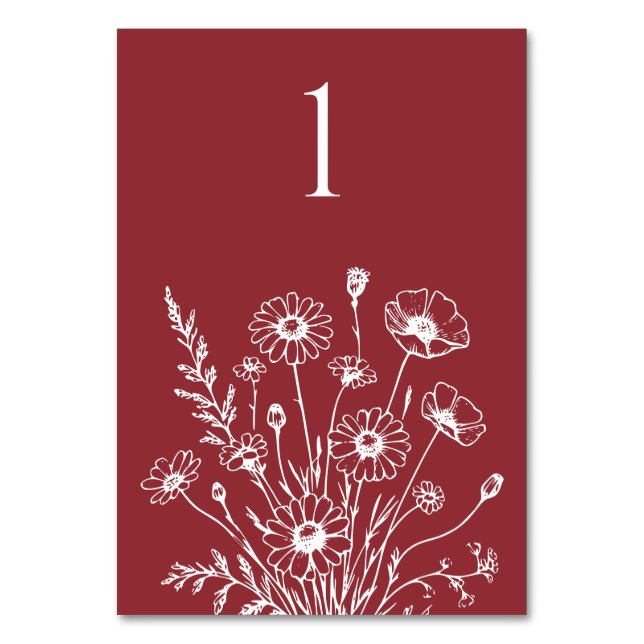 Tarjeta de mesa Boda-elegante de flores silvestres (Anverso)