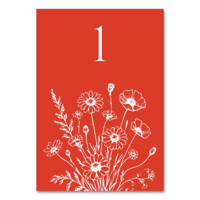 Tarjeta de mesa Boda-elegante de flores silvestres (Anverso)