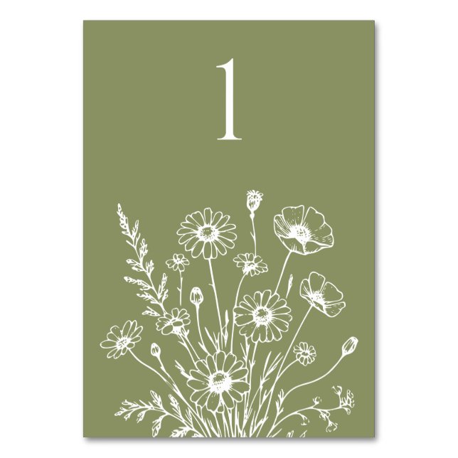 Tarjeta de mesa Boda-elegante de flores silvestres (Anverso)