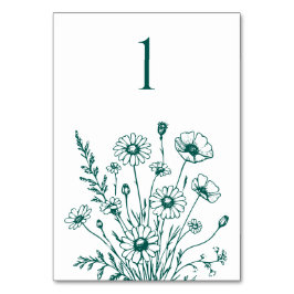 Tarjeta de mesa Boda-elegante de flores silvestres