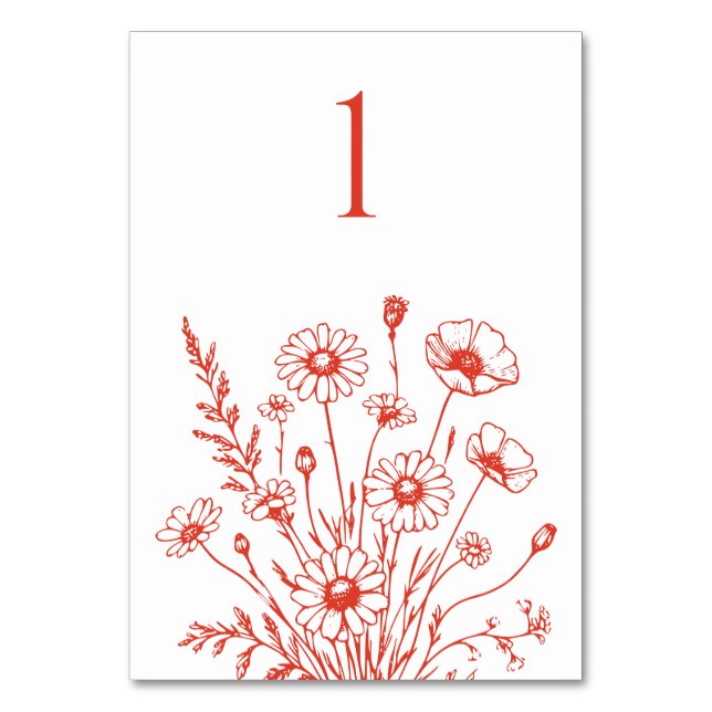 Tarjeta de mesa Boda-elegante de flores silvestres (Anverso)