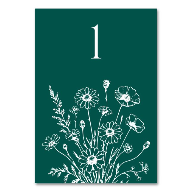 Tarjeta de mesa Boda-elegante de flores silvestres (Anverso)