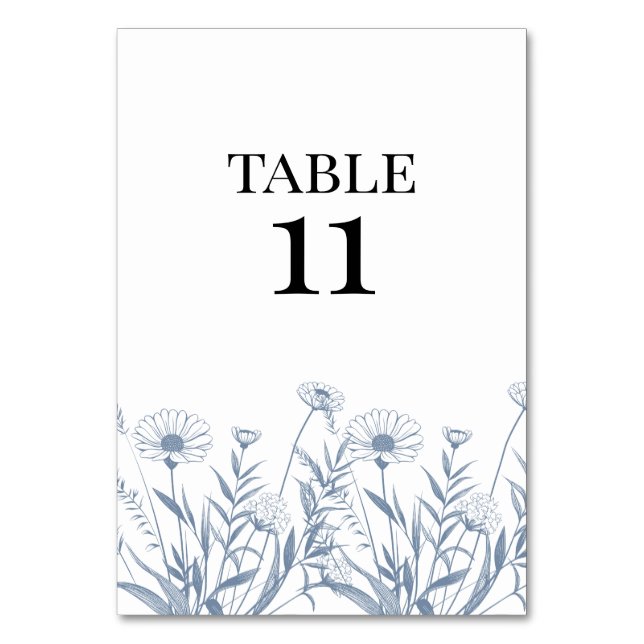 Tarjeta De Mesa Boda elegante de flores silvestres pervinca (Reverso)