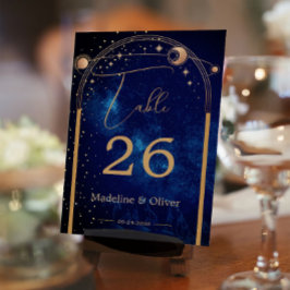 Tarjeta De Mesa Boda elegante de las estrellas celestes de la luna