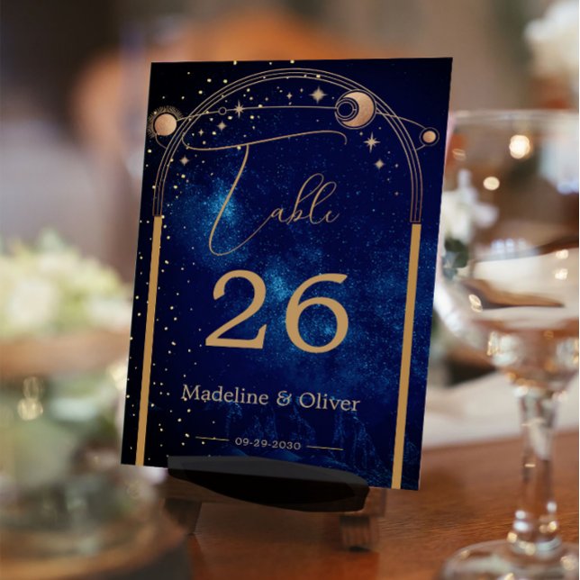 Tarjeta De Mesa Boda elegante de las estrellas celestes de la luna (Subido por el creador)