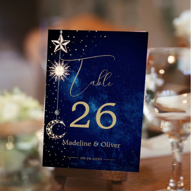 Tarjeta De Mesa Boda elegante de las estrellas celestes de la luna (Subido por el creador)