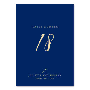 Tarjeta De Mesa Boda elegante de navy clásico y crema
