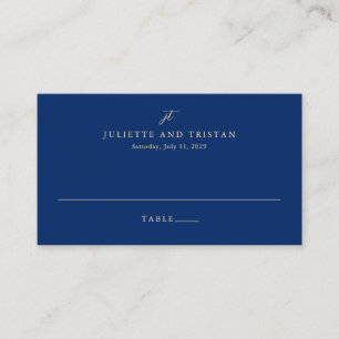 Tarjeta De Mesa Boda elegante de navy y crema clásica