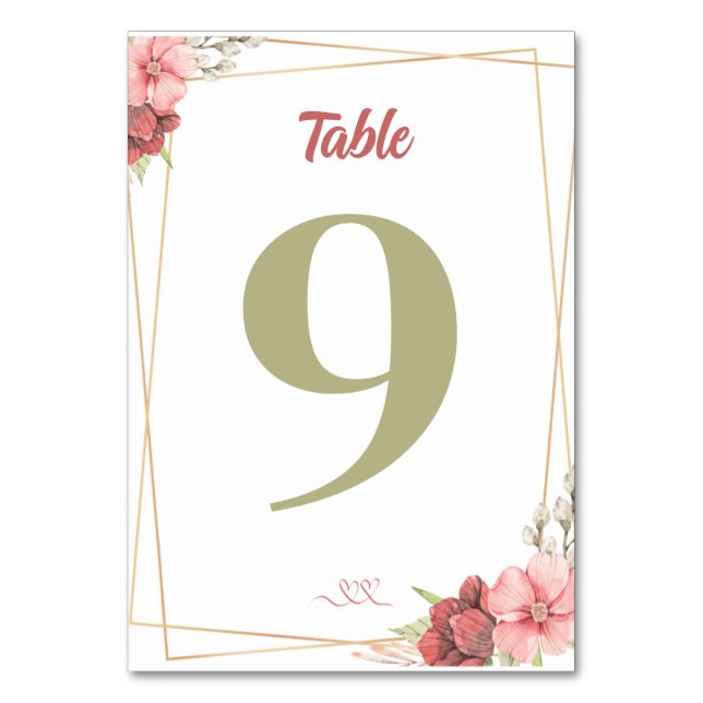 Tarjeta De Mesa Boda elegante de oro (Anverso)