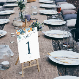 Tarjeta De Mesa Boda elegante de otoño terracota azul marino y óxi