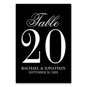 Tarjeta De Mesa Boda elegante en blanco y negro