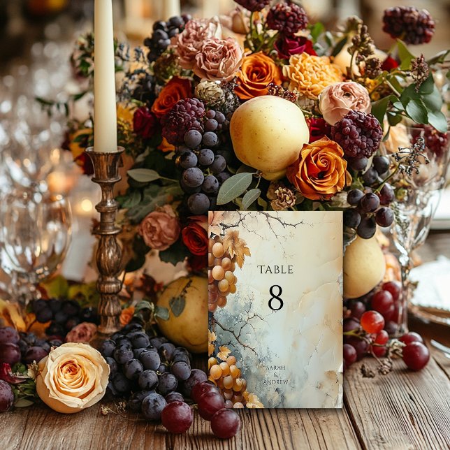 Tarjeta De Mesa  Boda elegante en viñedo de winery con acuarela  (Subido por el creador)