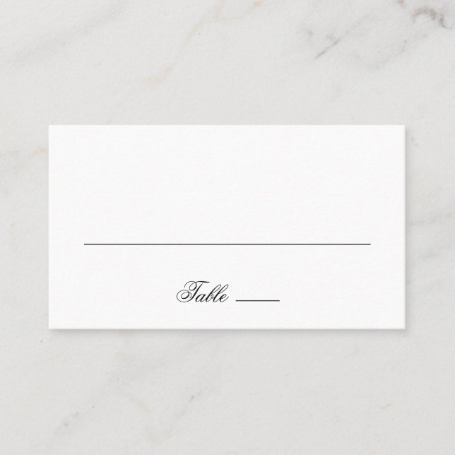 Tarjeta De Mesa Boda elegante formal tradicional en blanco y negro (Anverso)