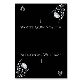 Tarjeta De Mesa Boda elegante moderna Aves de Aves de Aves Negra y