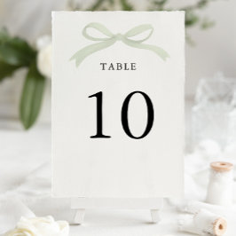 Tarjeta De Mesa Boda elegante moderna con lazo verde salvia
