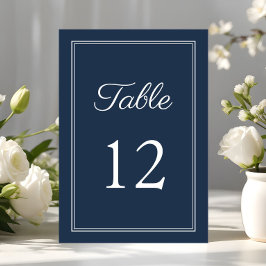 Tarjeta De Mesa Boda elegante moderna de azul marino