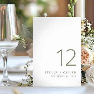 Tarjeta De Mesa Boda elegante moderna de color verde salvia