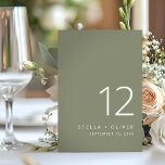 Tarjeta De Mesa Boda elegante moderna en verde salvia<br><div class="desc">Número de mesa moderno y elegante con tipografía moderna en verde salvia. Ideal para bodas o sus próximas ocasiones especiales.</div>