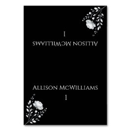 Tarjeta De Mesa Boda elegante moderna Flores negras y blancas