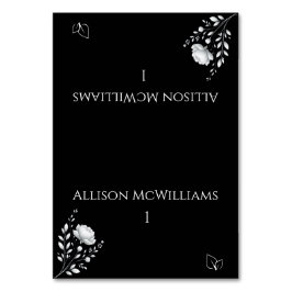 Tarjeta De Mesa Boda elegante moderna Vegetariana blanca y negra