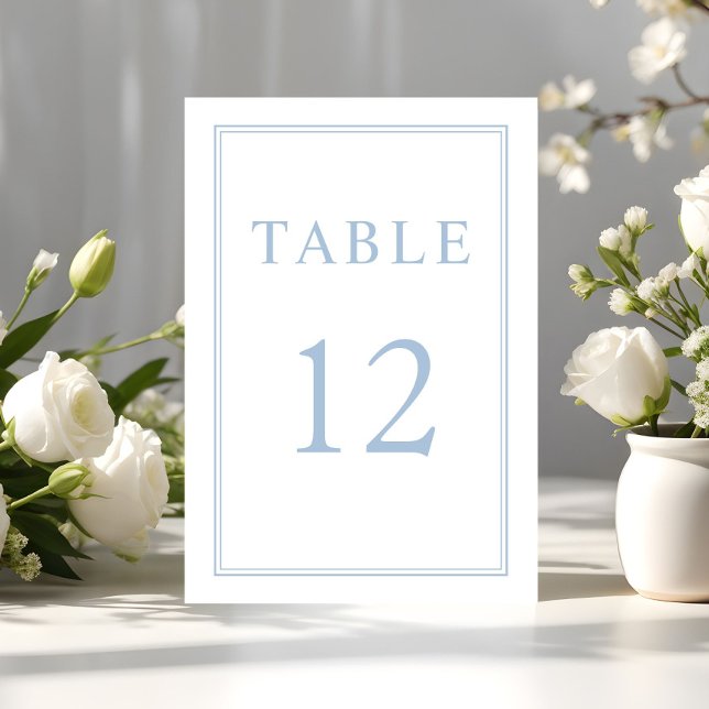 Tarjeta De Mesa Boda Elegante Moderno Azul Polvo (Elegant Modern Powder Blue Wedding Table Number)