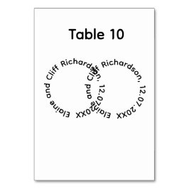 Tarjeta De Mesa Boda elegante, nombres, 