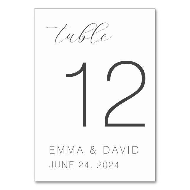 Tarjeta De Mesa Boda Elegante Personalizada (Anverso)